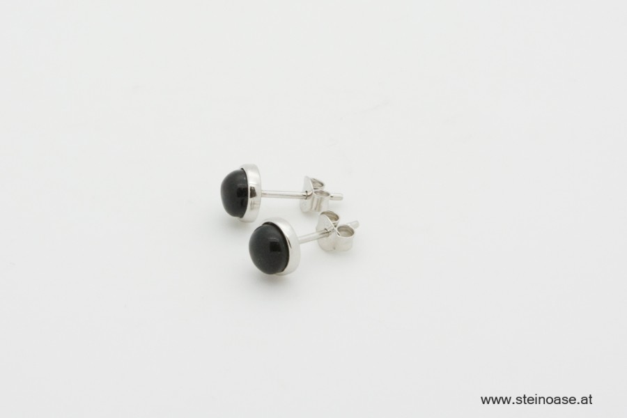 Ohrstecker Onyx, Silberfassung, 6mm